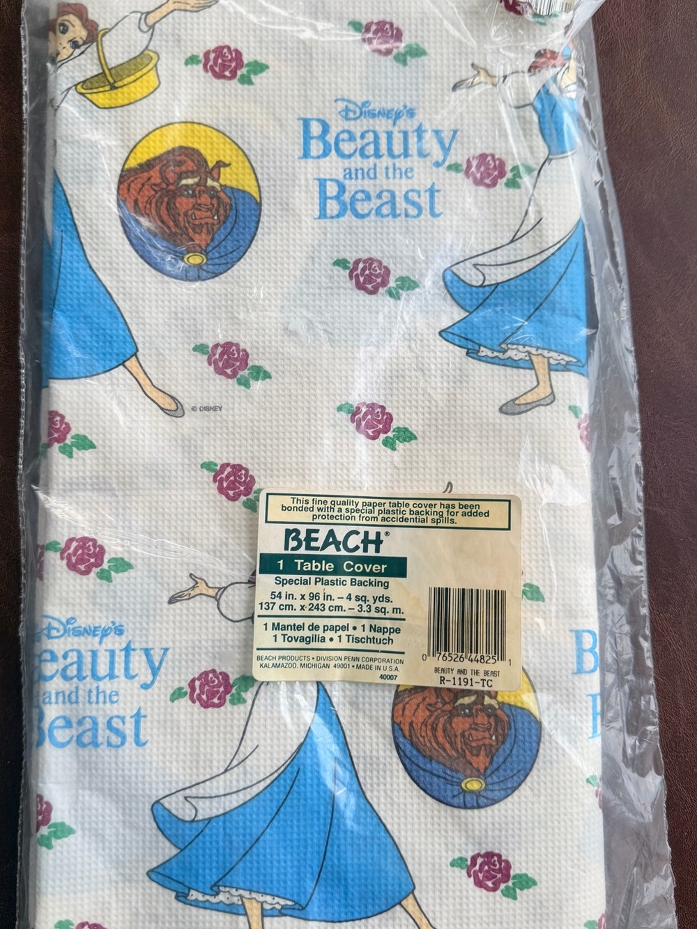 Vintage Disney Beauty & Beast Table Cover Sealed 1990s Rare
